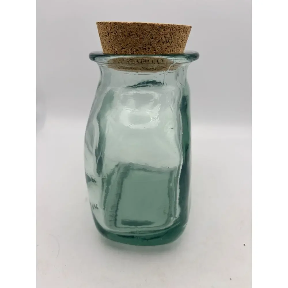 Clear Green Glass Jar with Cork Stopper